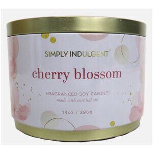 Simply Indulgent Candle, Large 14 oz. Cherry Blossom Scented 4 Wick Soy Wax